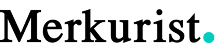 merkurist Logo in schwarz mit türkisem punkt